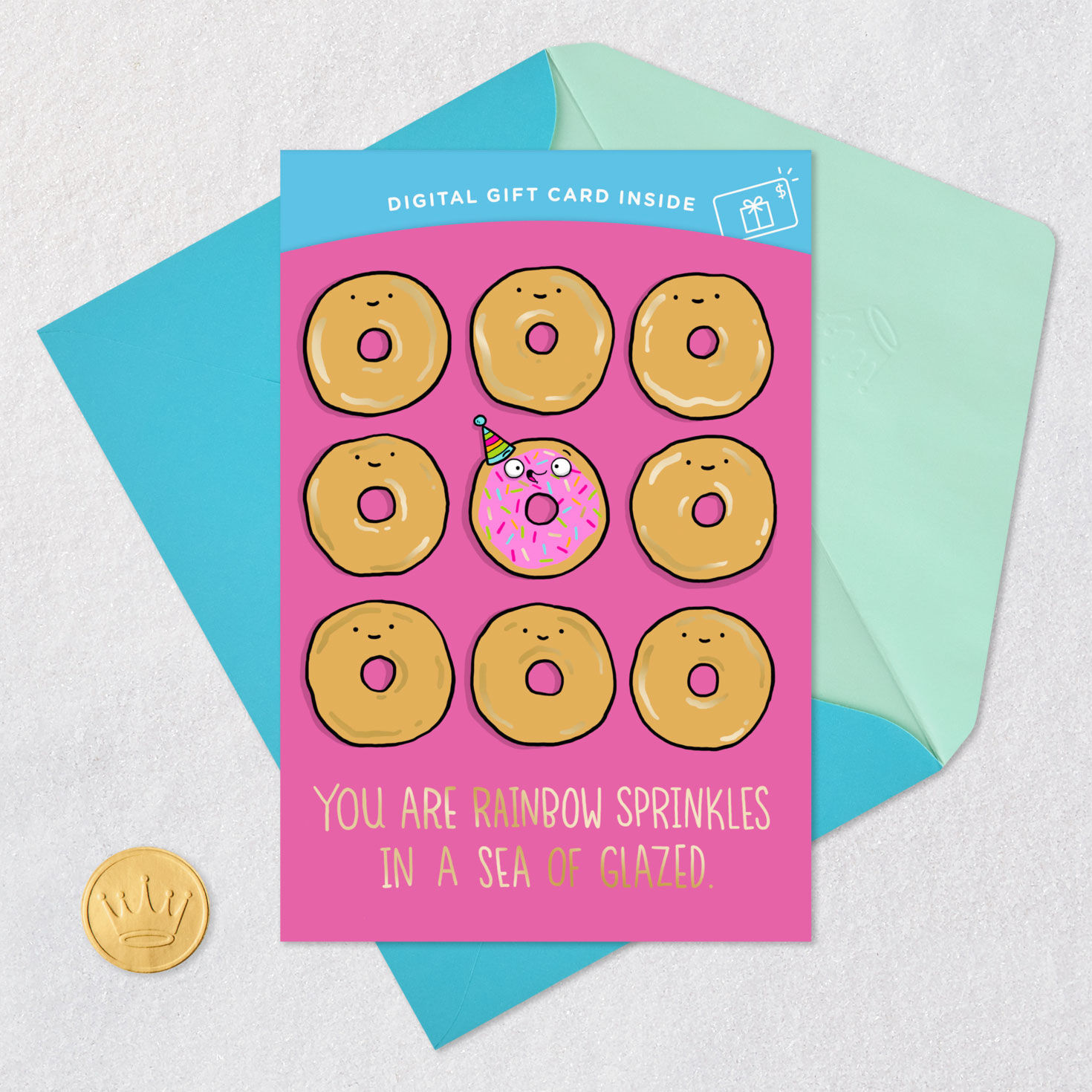 Rainbow Sprinkles Donut Gift Card Greeting Funny Birthday Card, , large image number 8