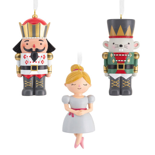 Nutcracker, Mouse King and Ballerina Hallmark Ornaments, Set of 3, 