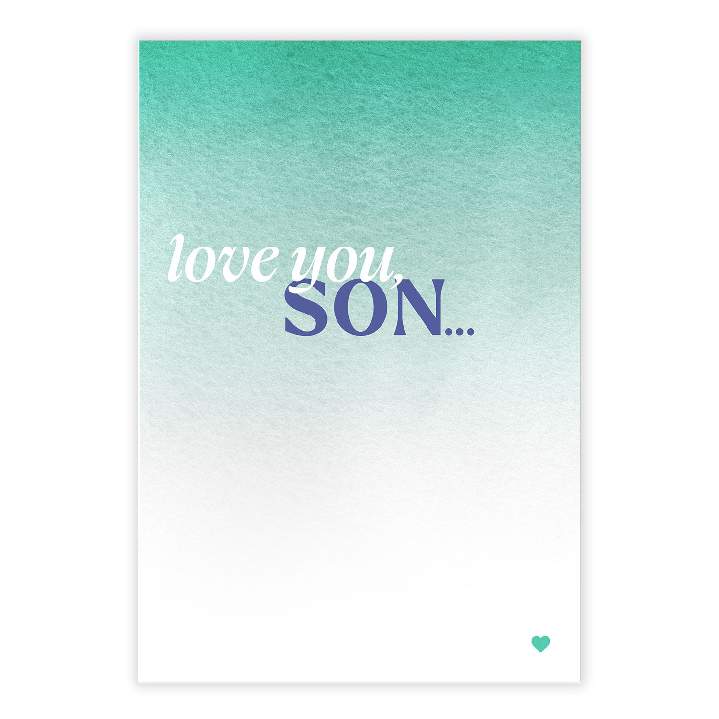 Teal Ombre Pattern Personalized Son Card front image number 2