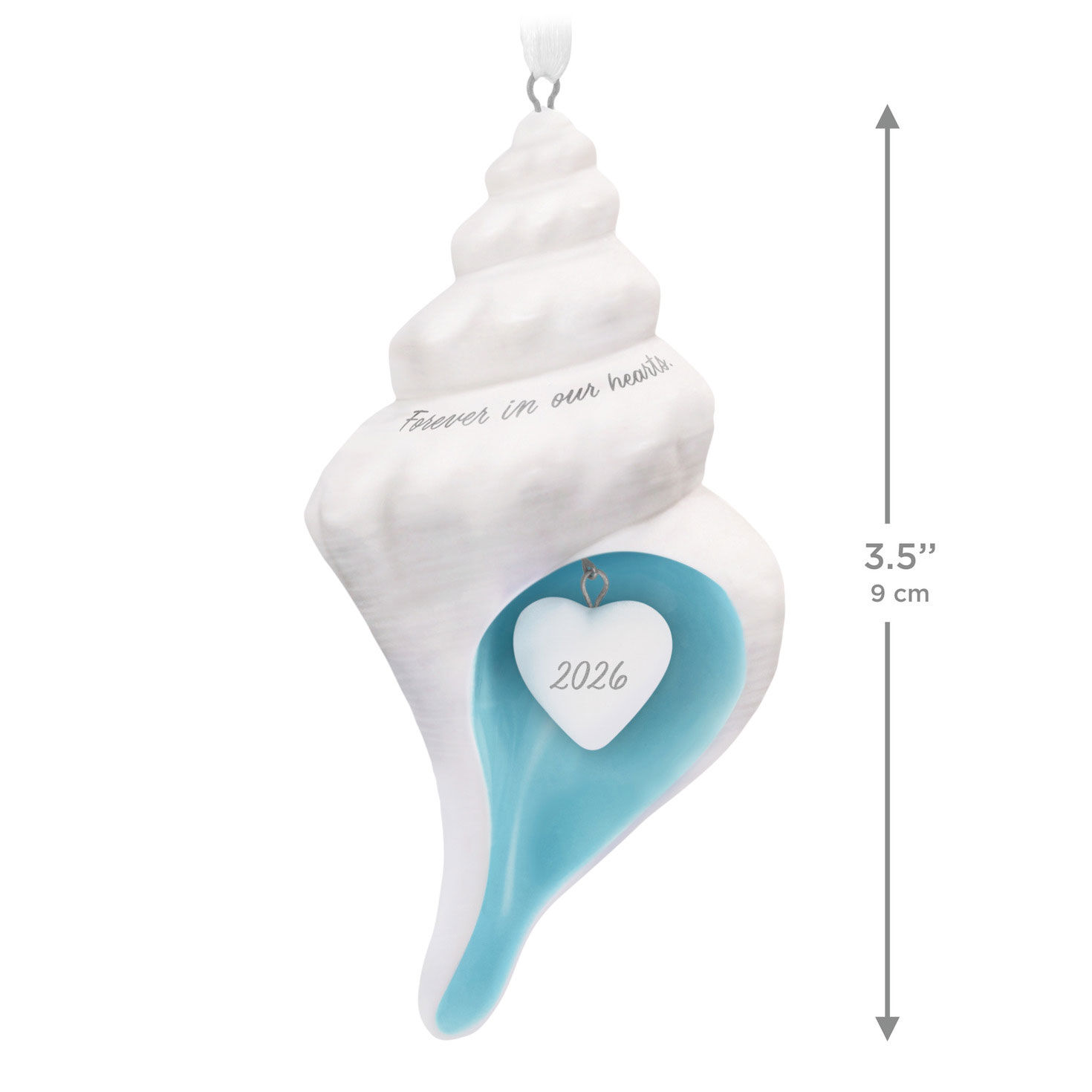 White and Blue Shell Keepsake Ornament measurement image number 3