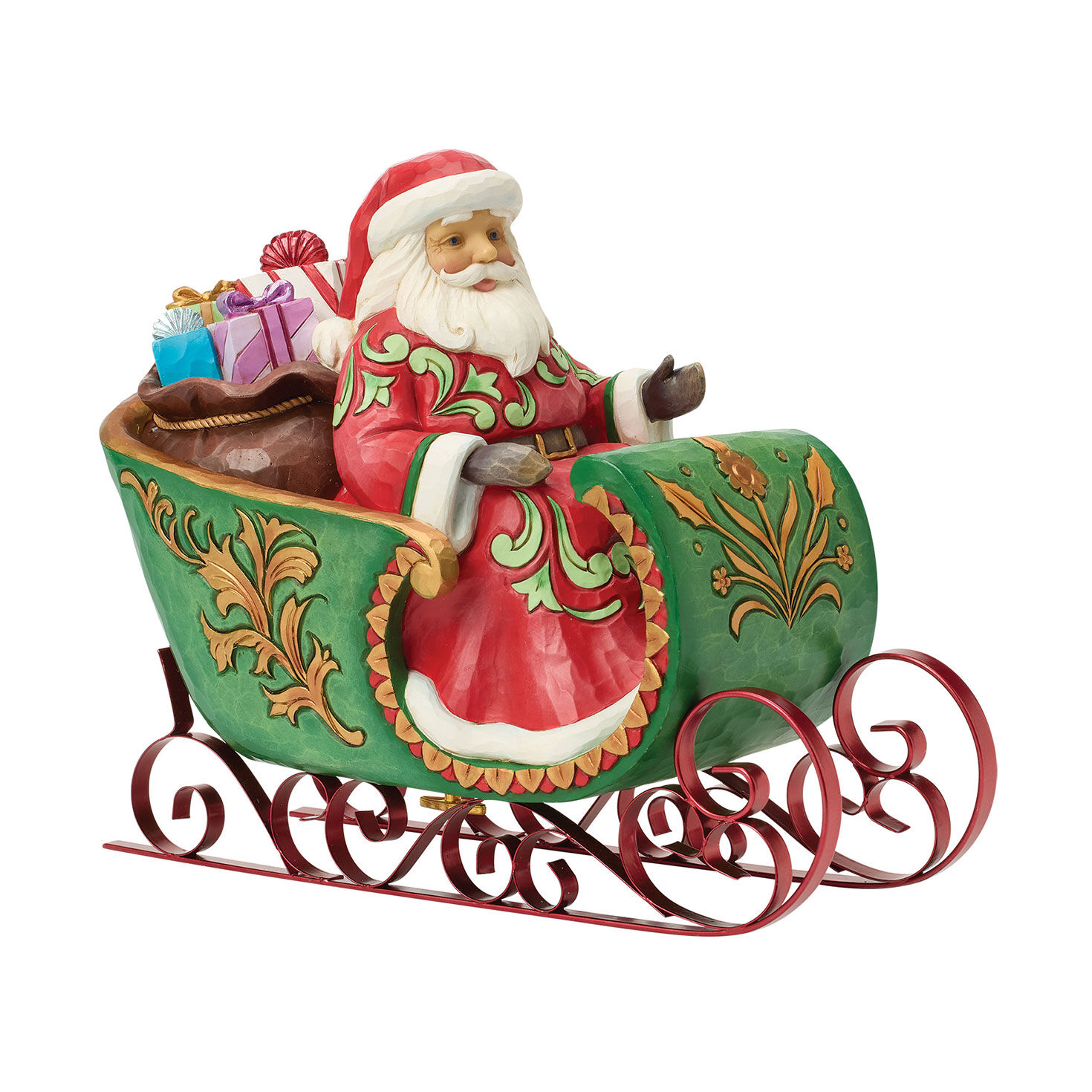 Jim Shore Heartwood Creek Dashing Through the Snow Musical Santa Figurine, 8.75"