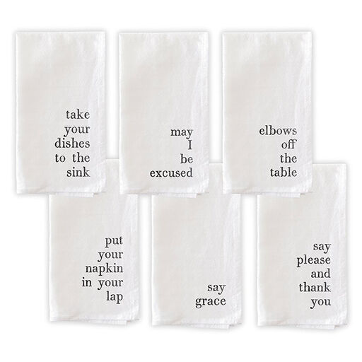 Good Manners White Cloth Napkins, Set of 6, 