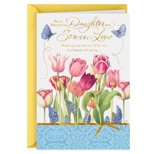Marjolein Bastin Tulips Easter Card for Daughter and Son-in-Law, 