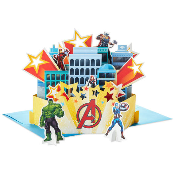 Marvel Avengers Assemble and Celebrate 3D Pop-Up Card With Playset, , large image number 1