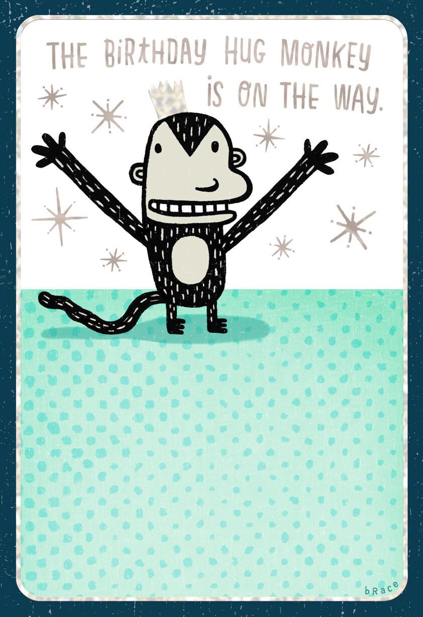 Hug Monkey Funny Birthday Card