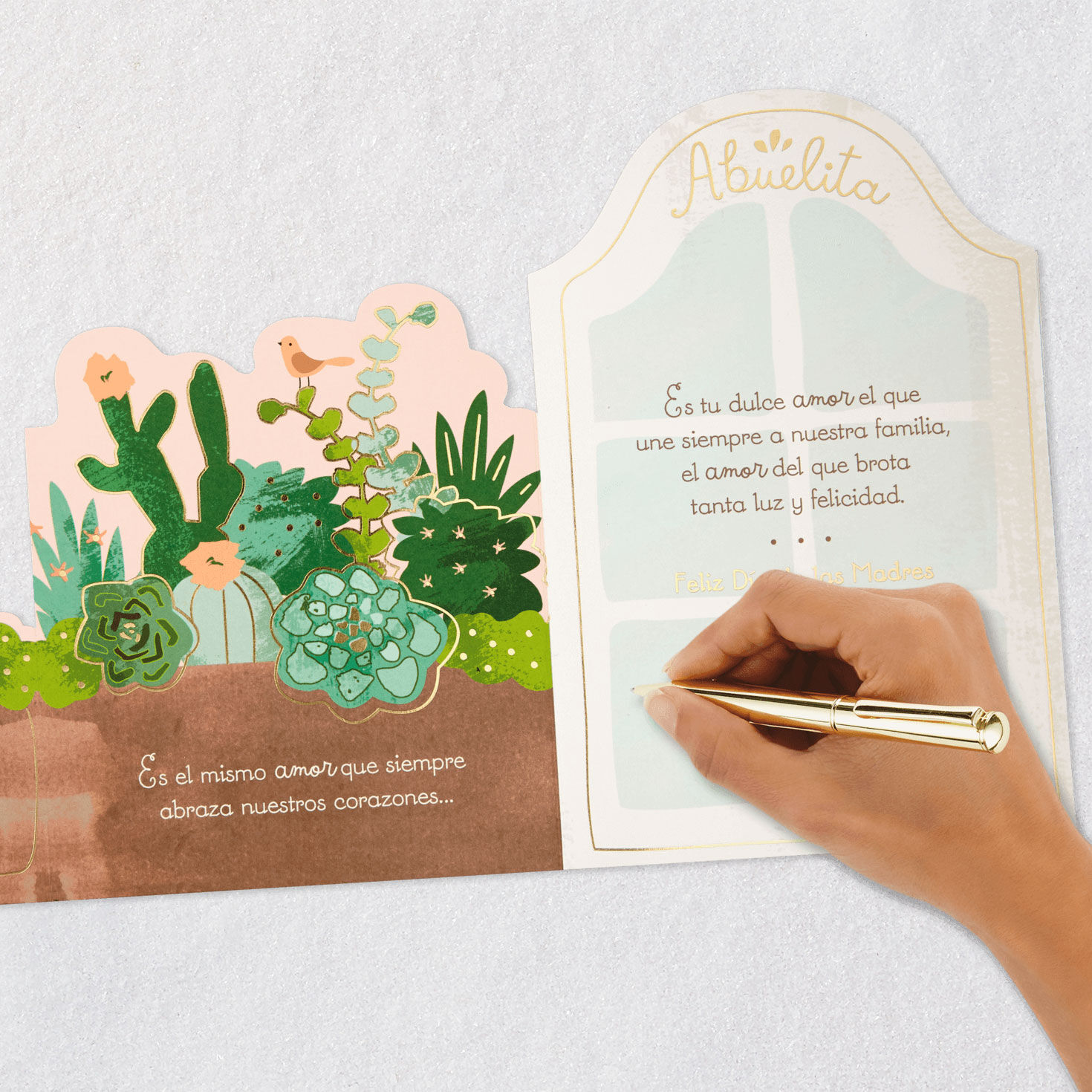 Succulent Plants Grandma Spanish Mother's Day Card signing card image number 8