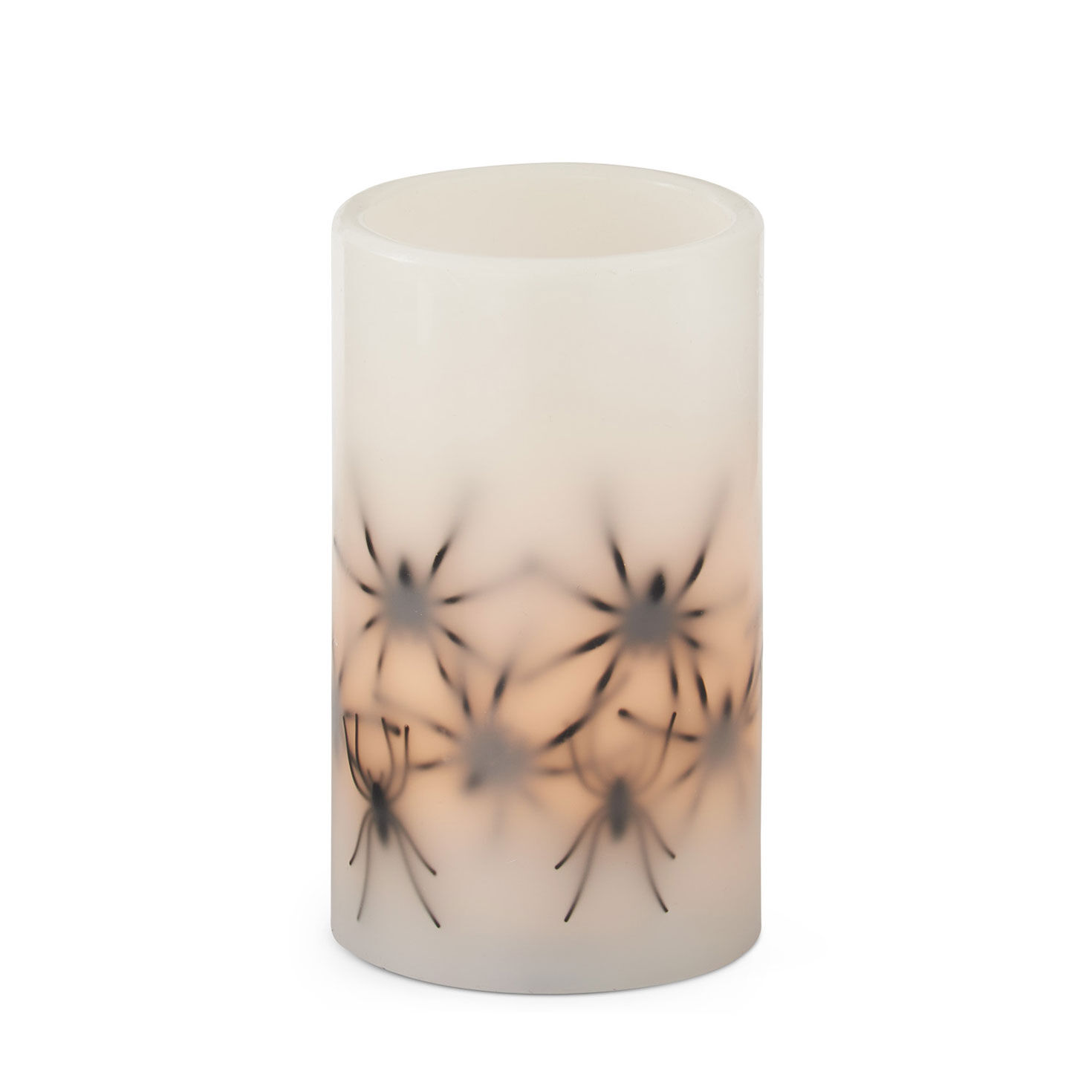 K&K Interiors Spiders LED Flicker-Flame Pillar Candle, 5"
