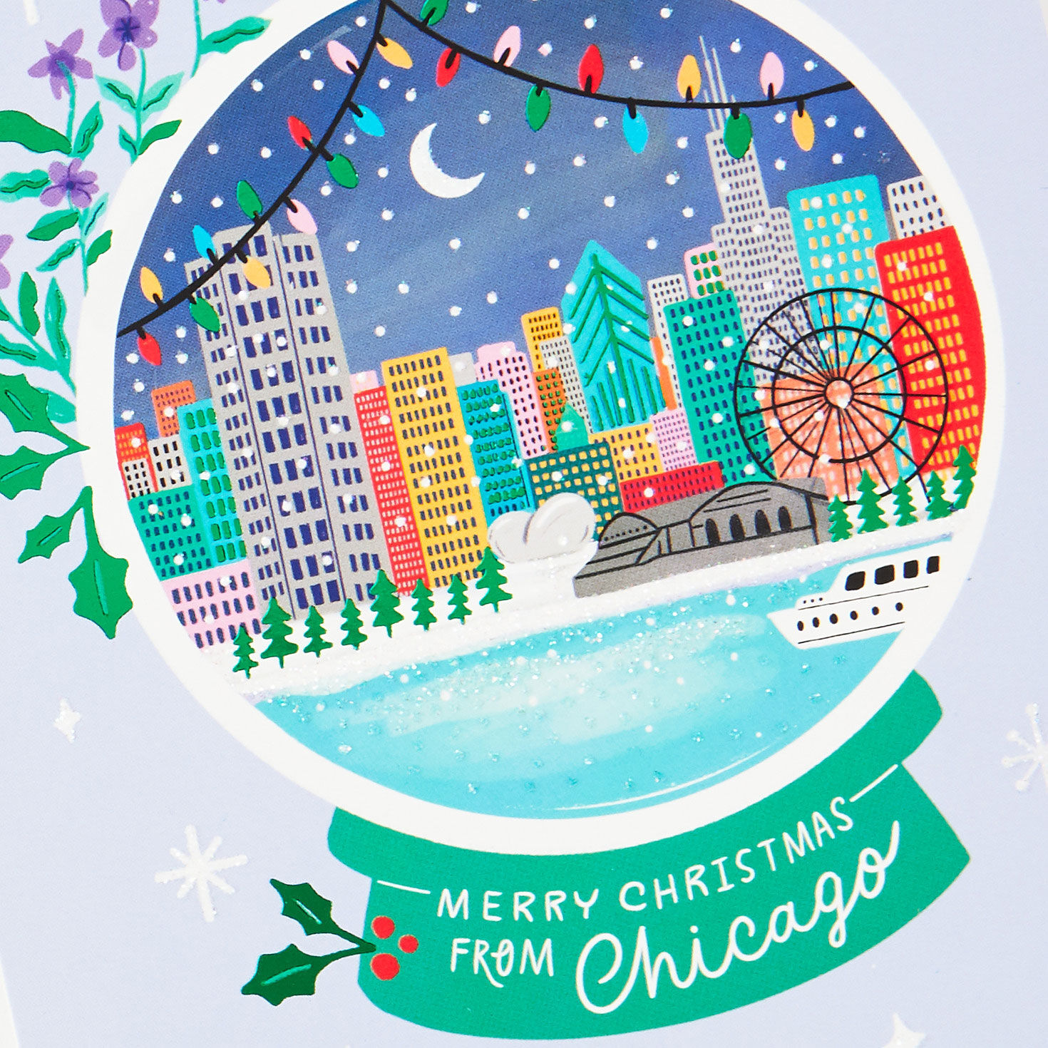 Chicago Skyline in Snow Globe Boxed Christmas Cards, Pack of 16, , large image number 5