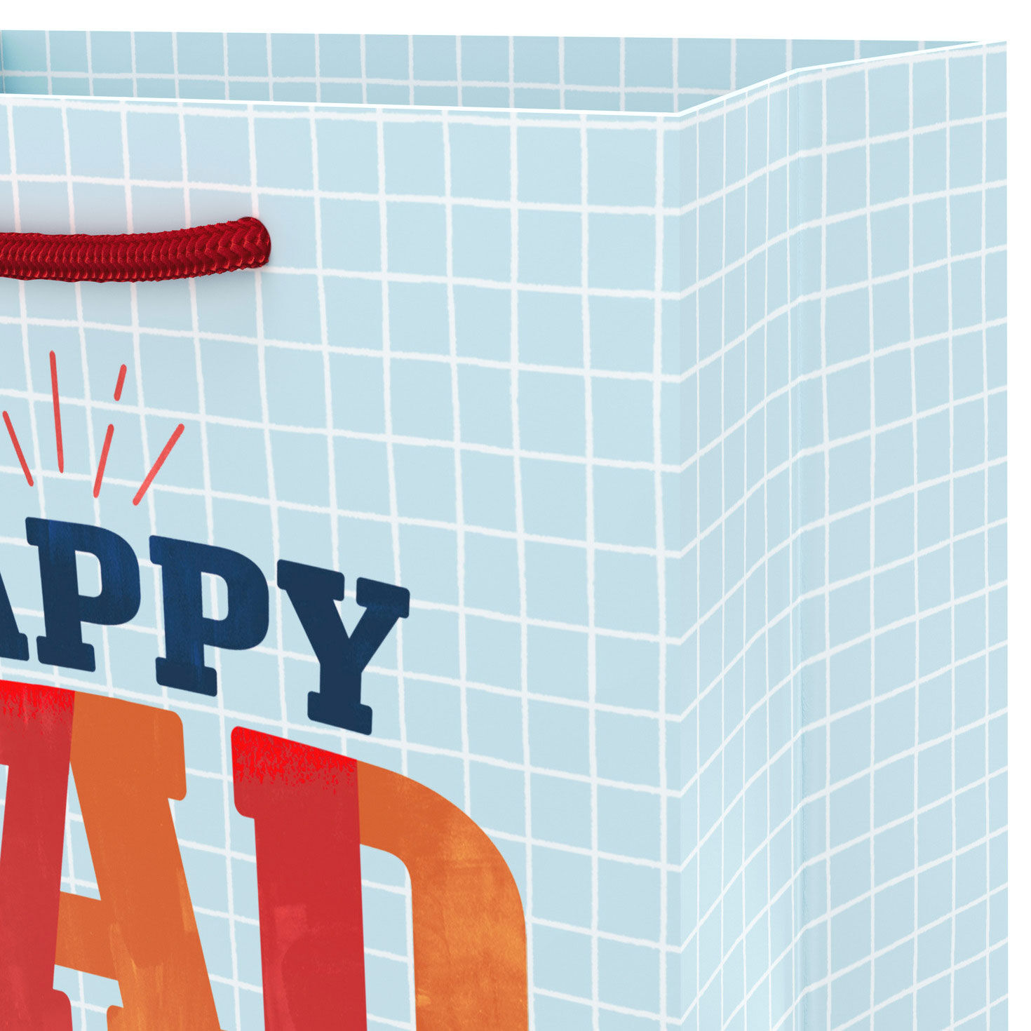 Light Blue Grid Happy Dad Day Small Gift Bag Handle Detail image number 4