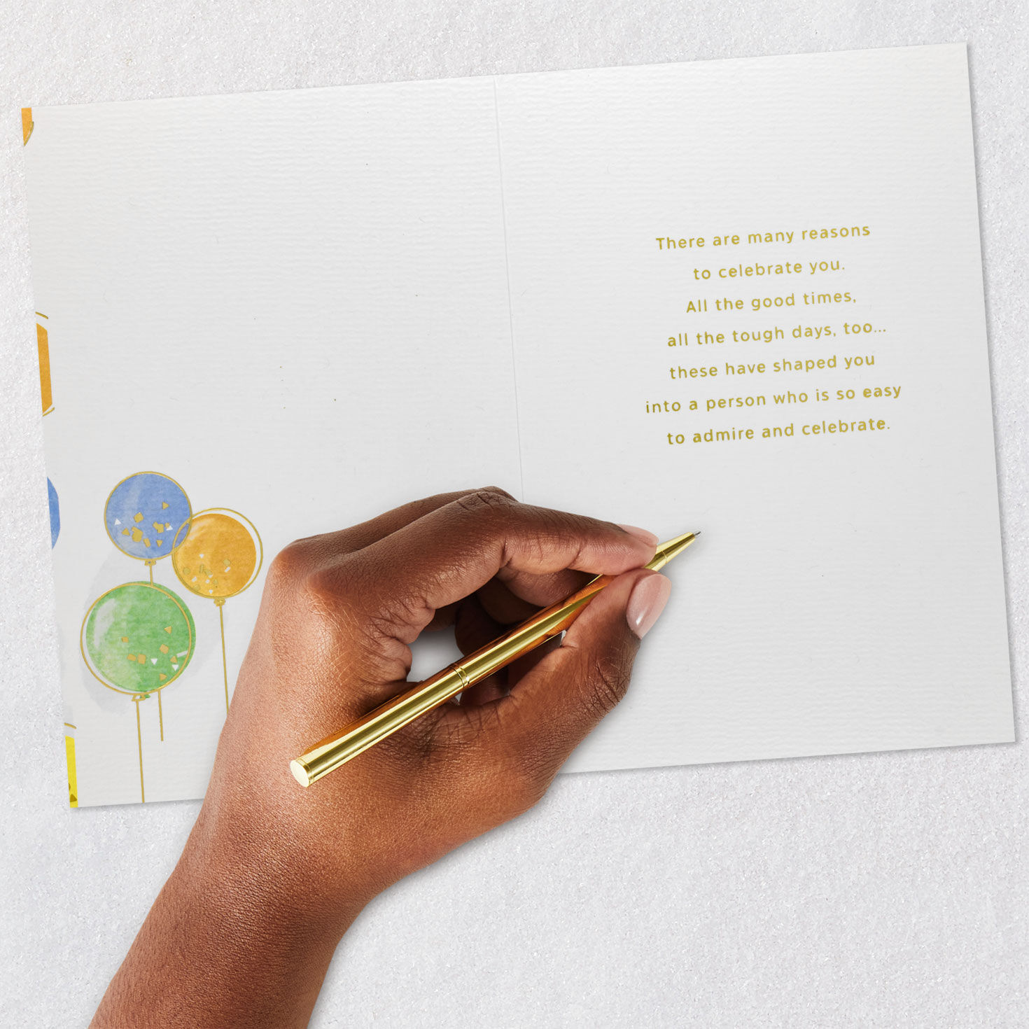 Pastel and Gold Balloons Fiftieth Birthday Card Signing card image number 6