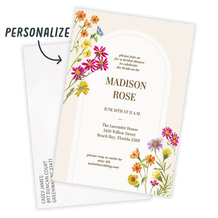 Colorful Wildflowers Bridal Shower Invitation, , large image number 2