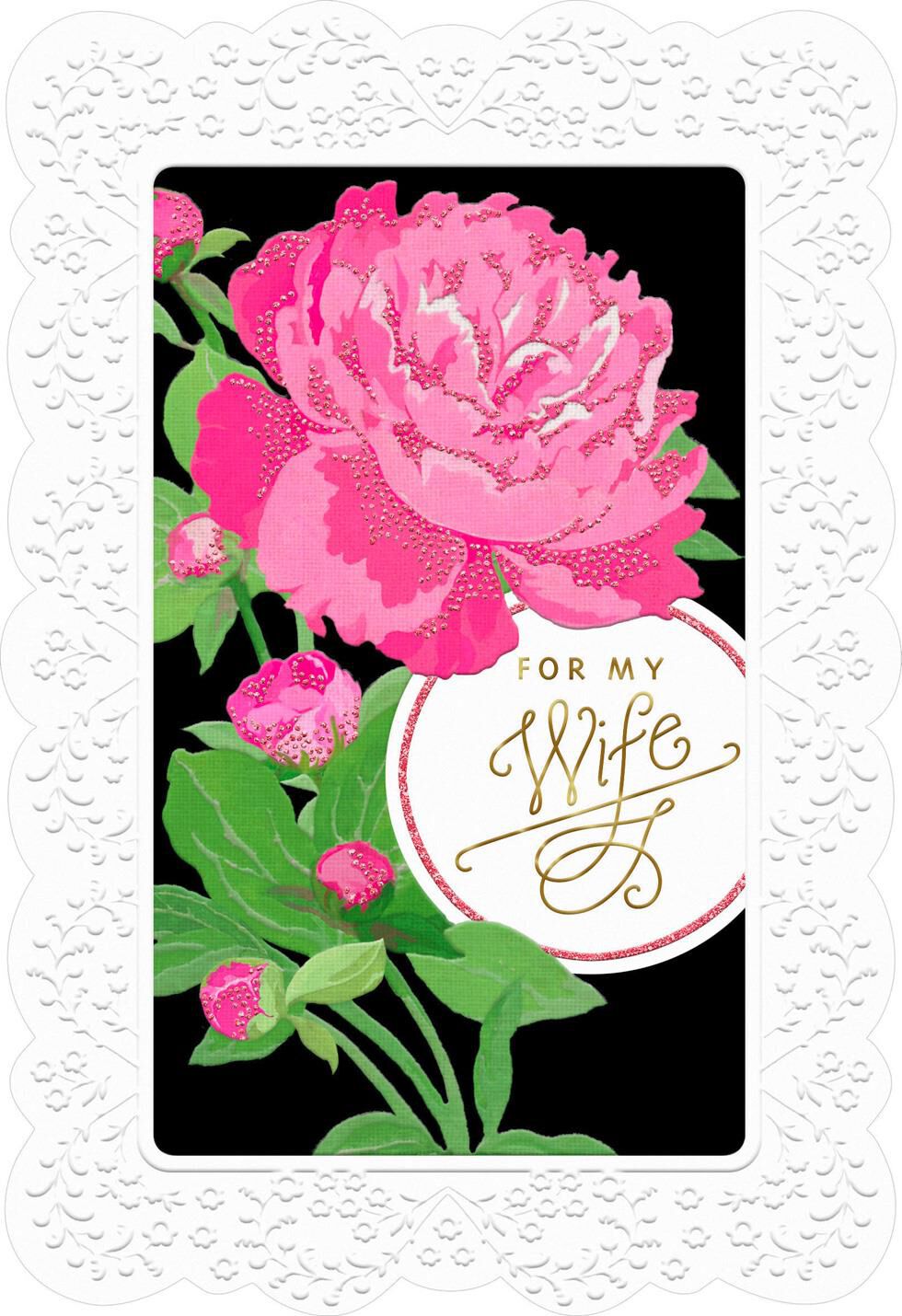 Framed Pink Rose Mother's Day Card for Wife