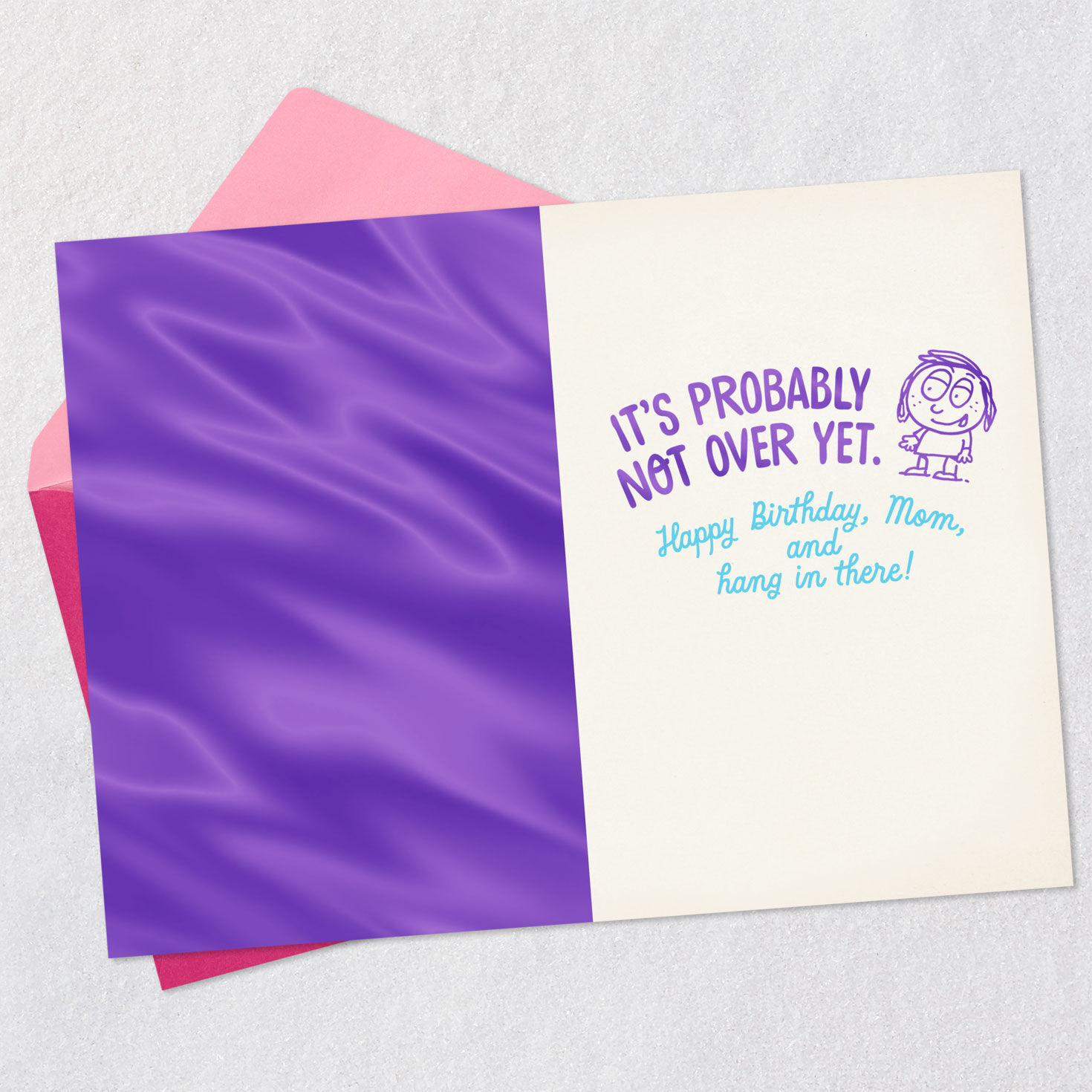 Kid Cartoon Drawing Funny Birthday Card for Mom Open card with envelope image number 3