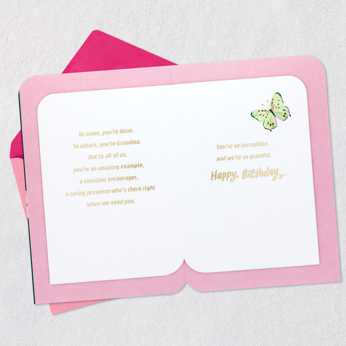 Butterfly Birthday Card for Mom and Grandma Open card with envelope image number 4