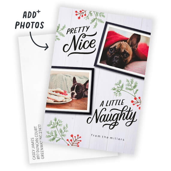 Naughty and Nice Flat Christmas Photo Card, , large image number 2