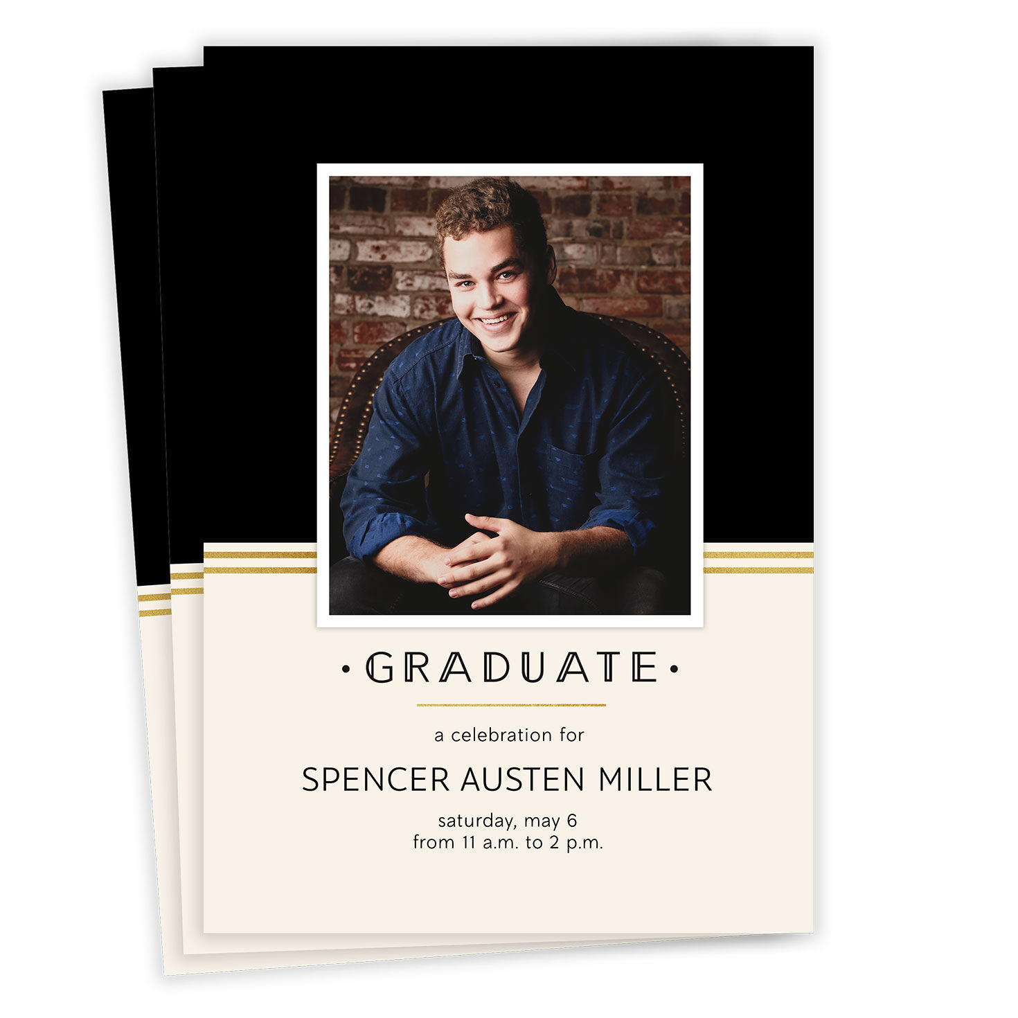 Black Classy Art Deco Graduation Invitation