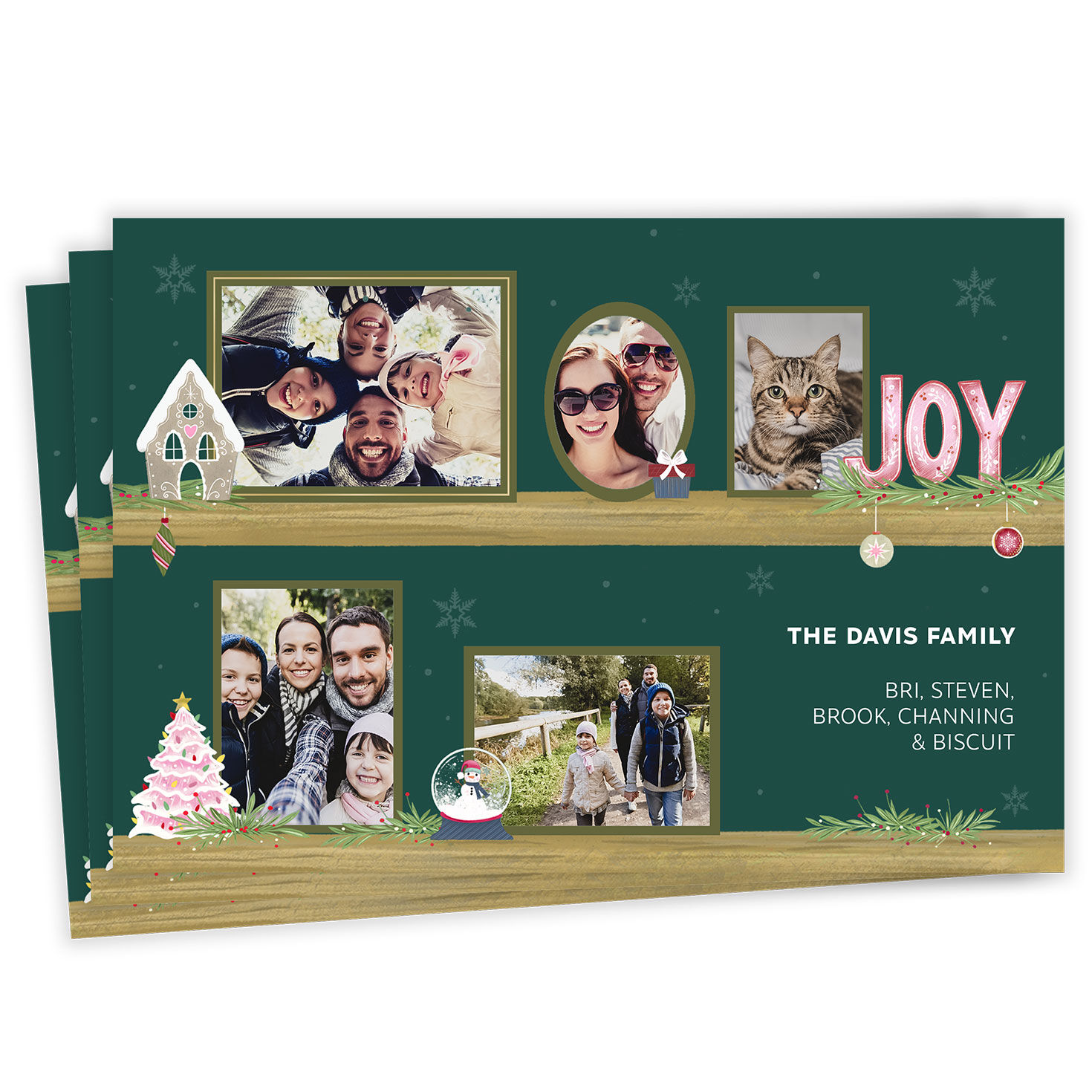 Joy and Memories Photo Collage Flat Holiday Photo Card