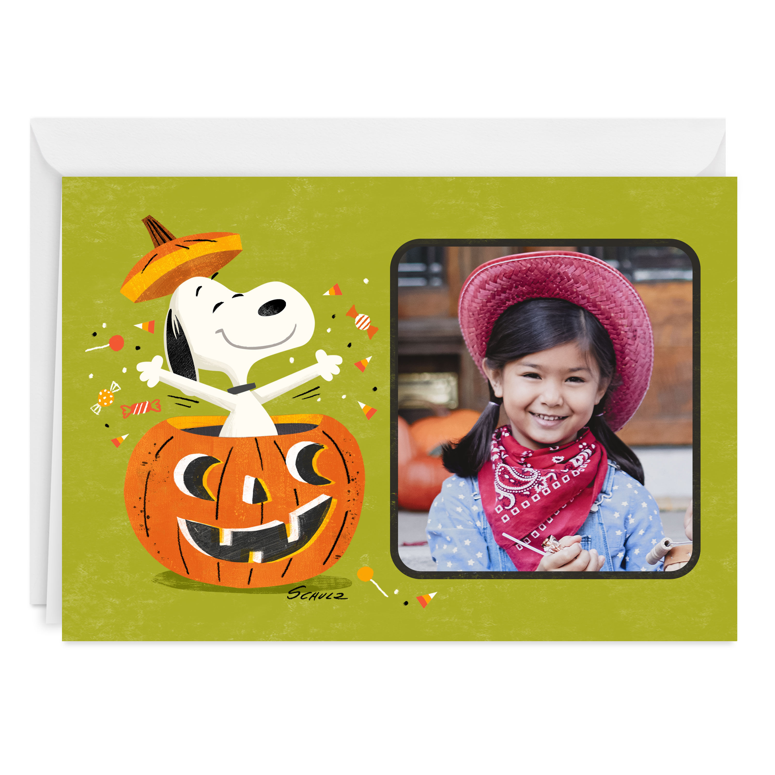 Peanuts® Snoopy Pumpkin Custom Halloween Card