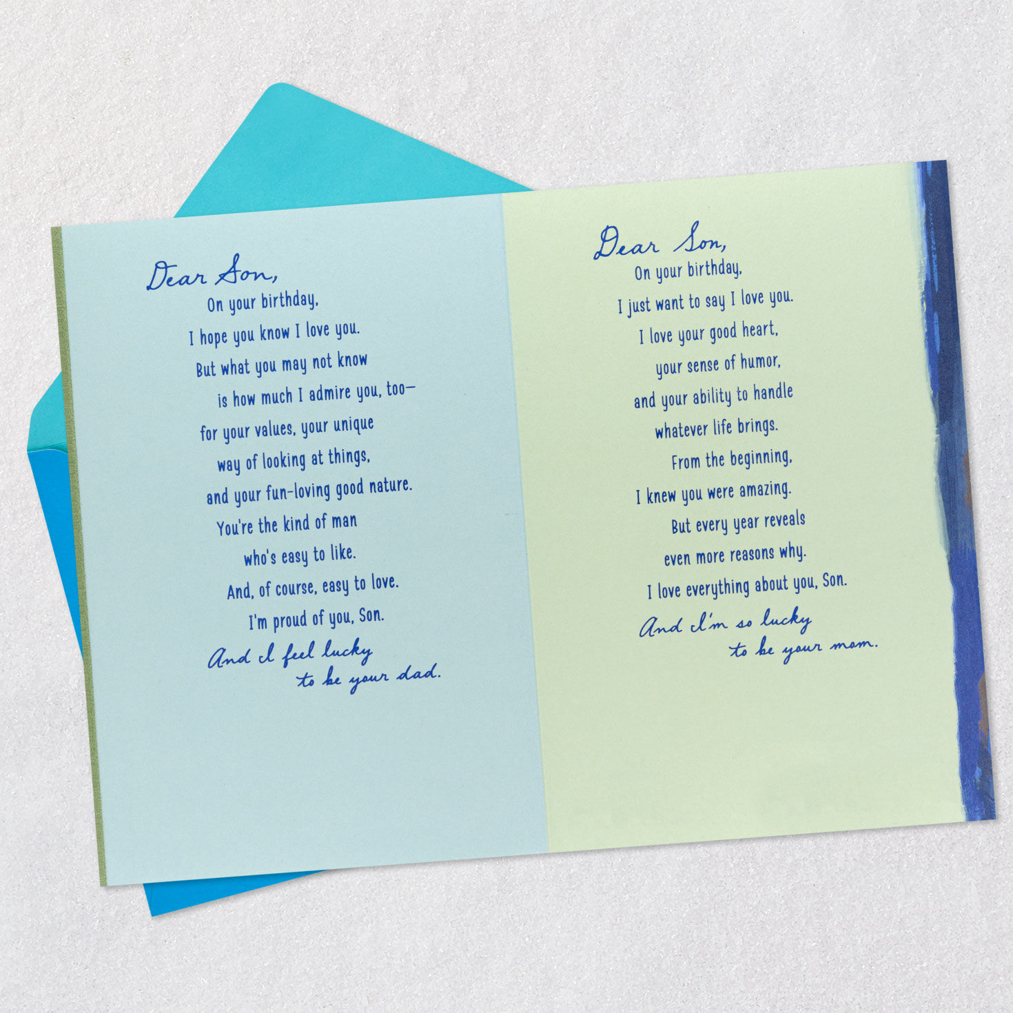 Letters from Mom and Dad Birthday Card for Son Open card with envelope image number 4