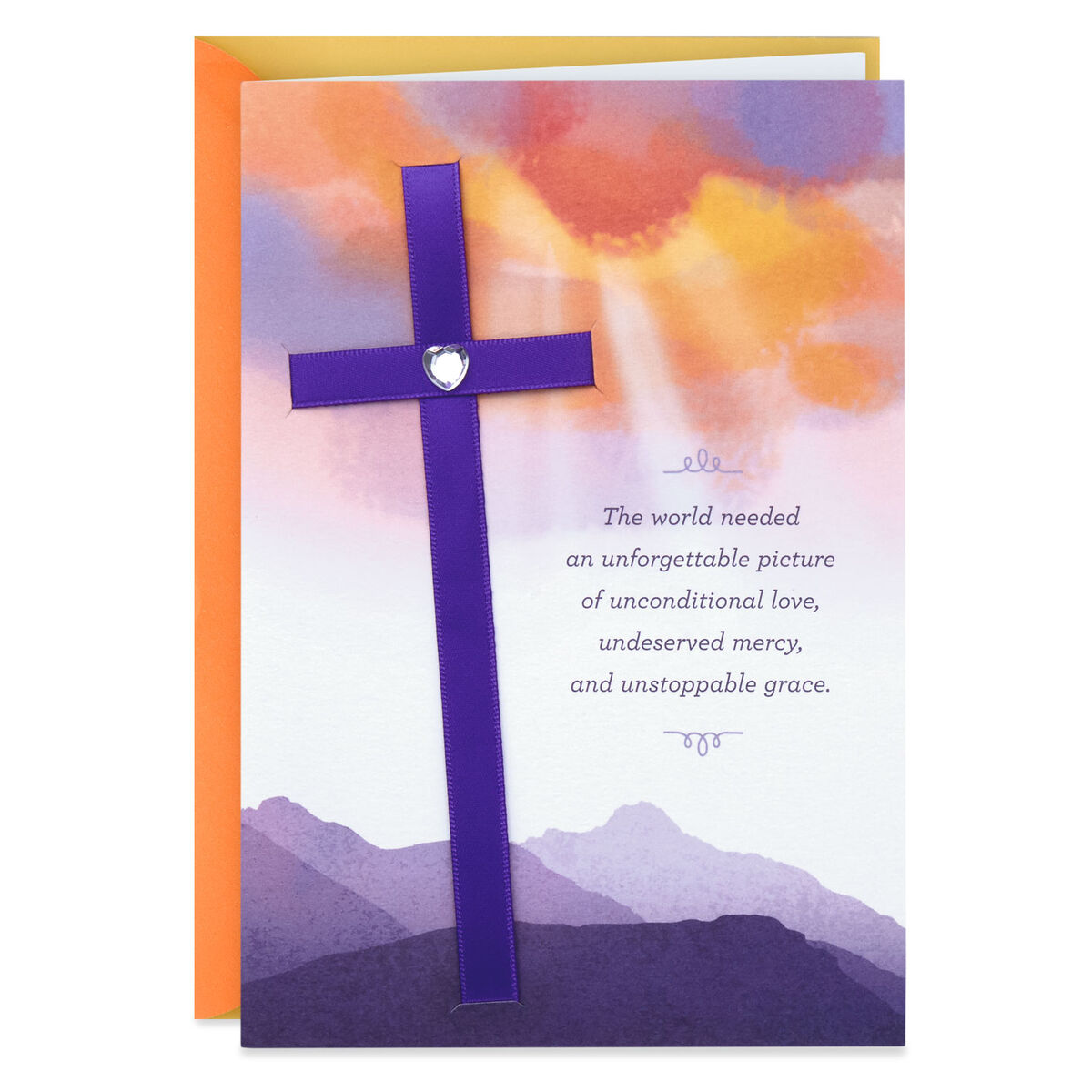 Christ Is Risen Purple Cross Religious Easter Card Greeting Cards