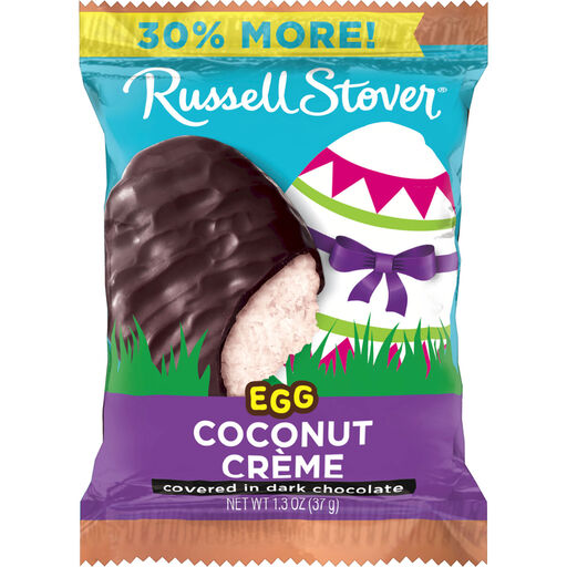 Russell Stover Dark Chocolate Coconut Crème Egg, 1.3 oz., 