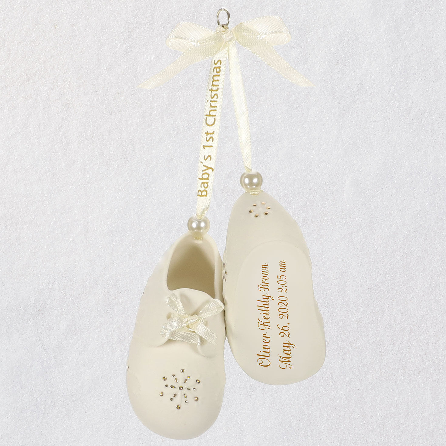 Includes Free Shipping Baby Boys Shoes Ornament /Baby Boy Ornament/ Baby's First Christmas Glass Christmas Ornament
