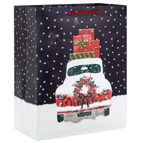 13" Red Truck With Gifts Large Christmas Gift Bag, , large