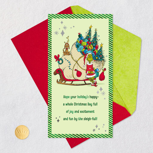 Dr. Seuss™ Grinch With Sleigh Money Holder Christmas Card, 