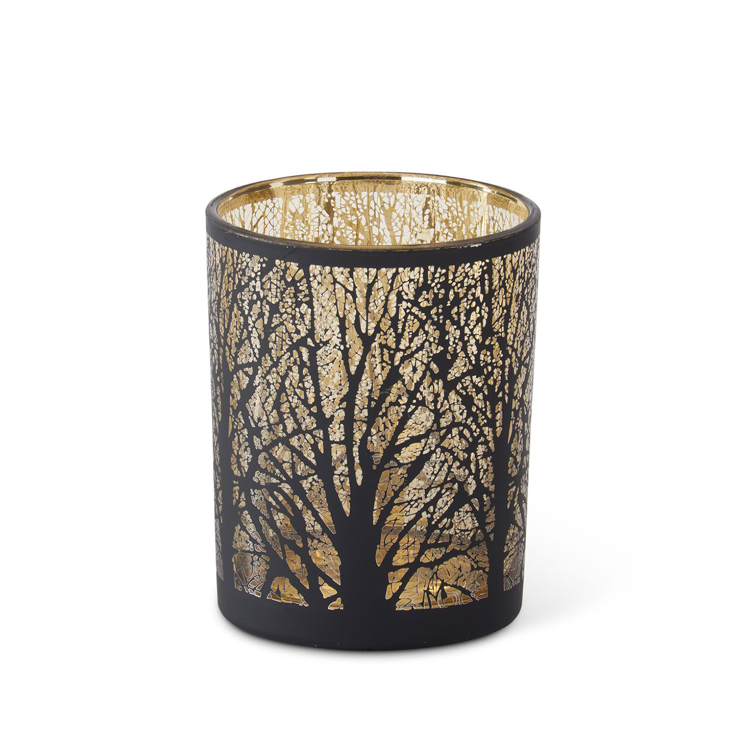 K&K Interiors Small Spooky Trees Glass Candle Holder, 5"