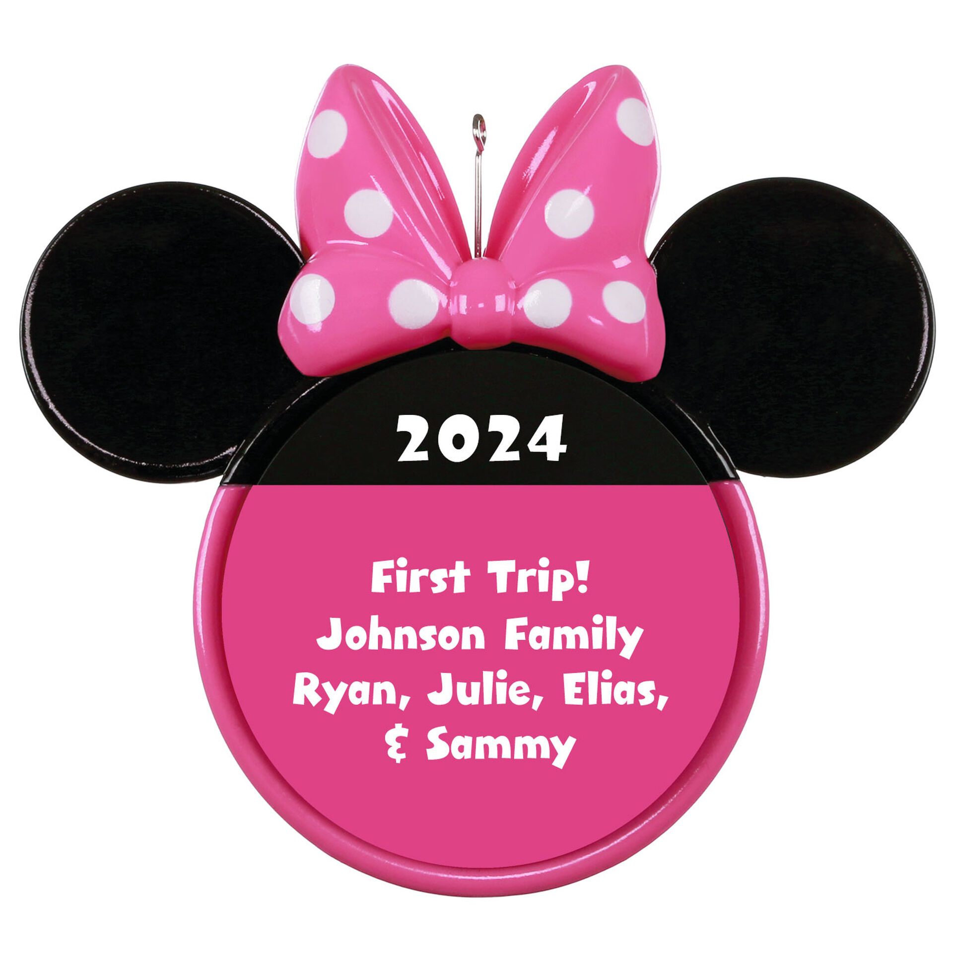 Disney Minnie Mouse Ears Silhouette Text Personalized Ornament