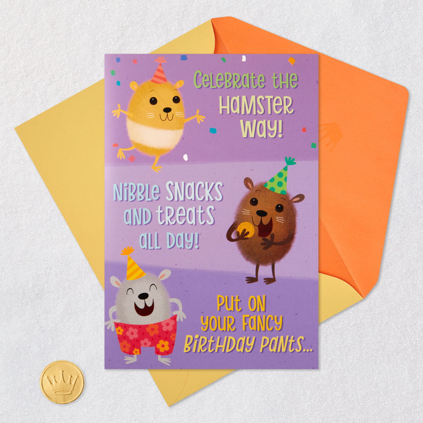 Hamster Dance Funny Musical Card for Kids Card Front with Envelope and Gold Seal image number 5