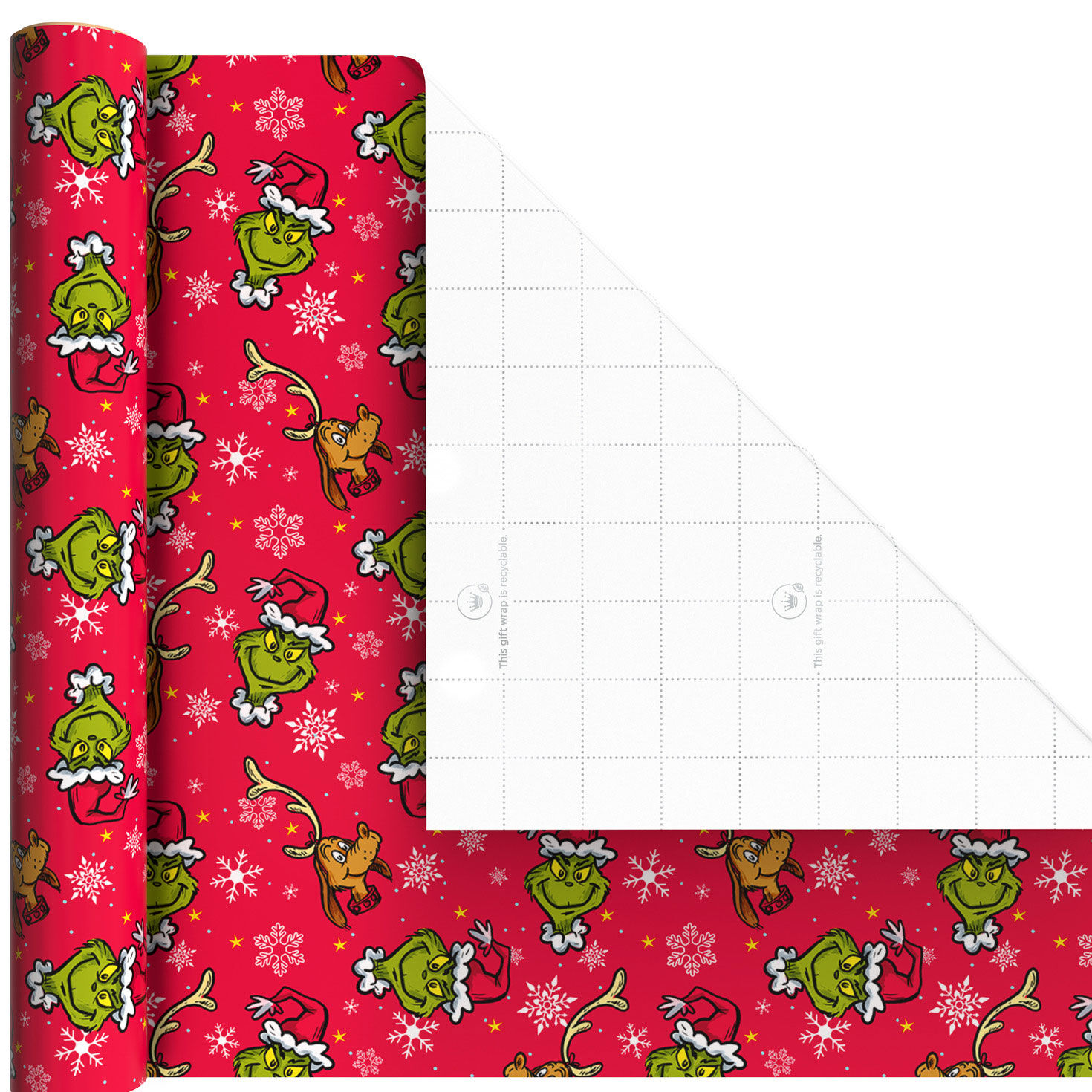 Green and Red Grinch 3-Pack Mini Xmas Gift Wrap Rolls Wrap Square image number 4