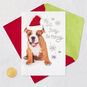 English Bulldog in Santa Hat Christmas Card Card Front with Envelope and Gold Seal image number 6
