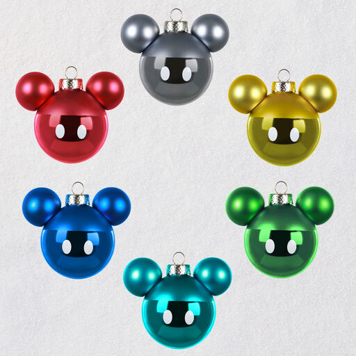 Disney Mickey Mouse Glass Ornaments, Set of 6, 