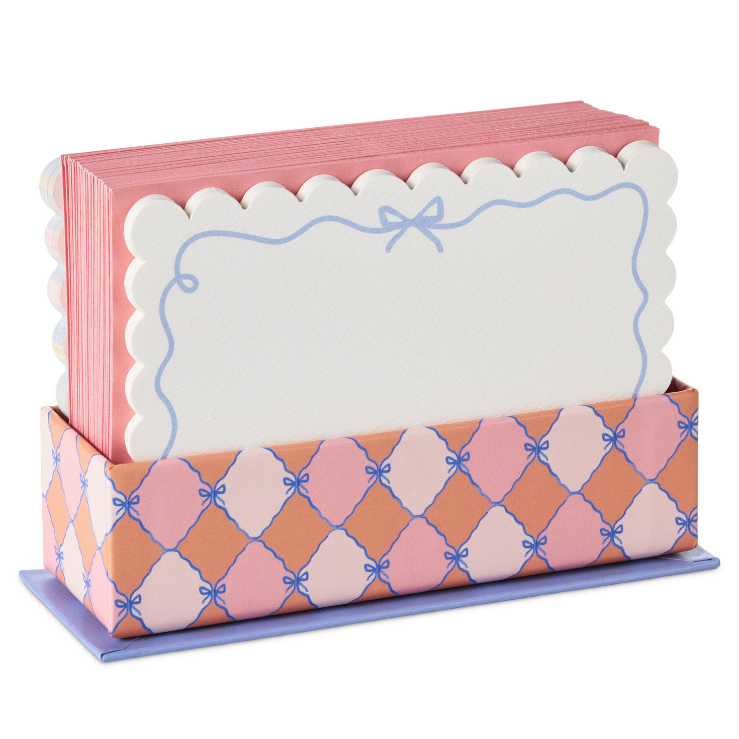 Scallops and Stripes Flat Note Cards in Caddy, Box of 40