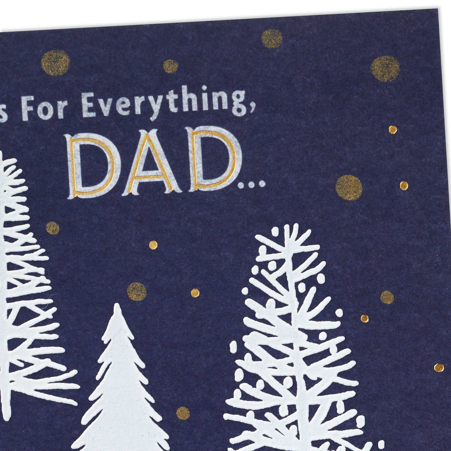 White Trees on Blue Christmas Card for Dad Card Front Detail image number 5