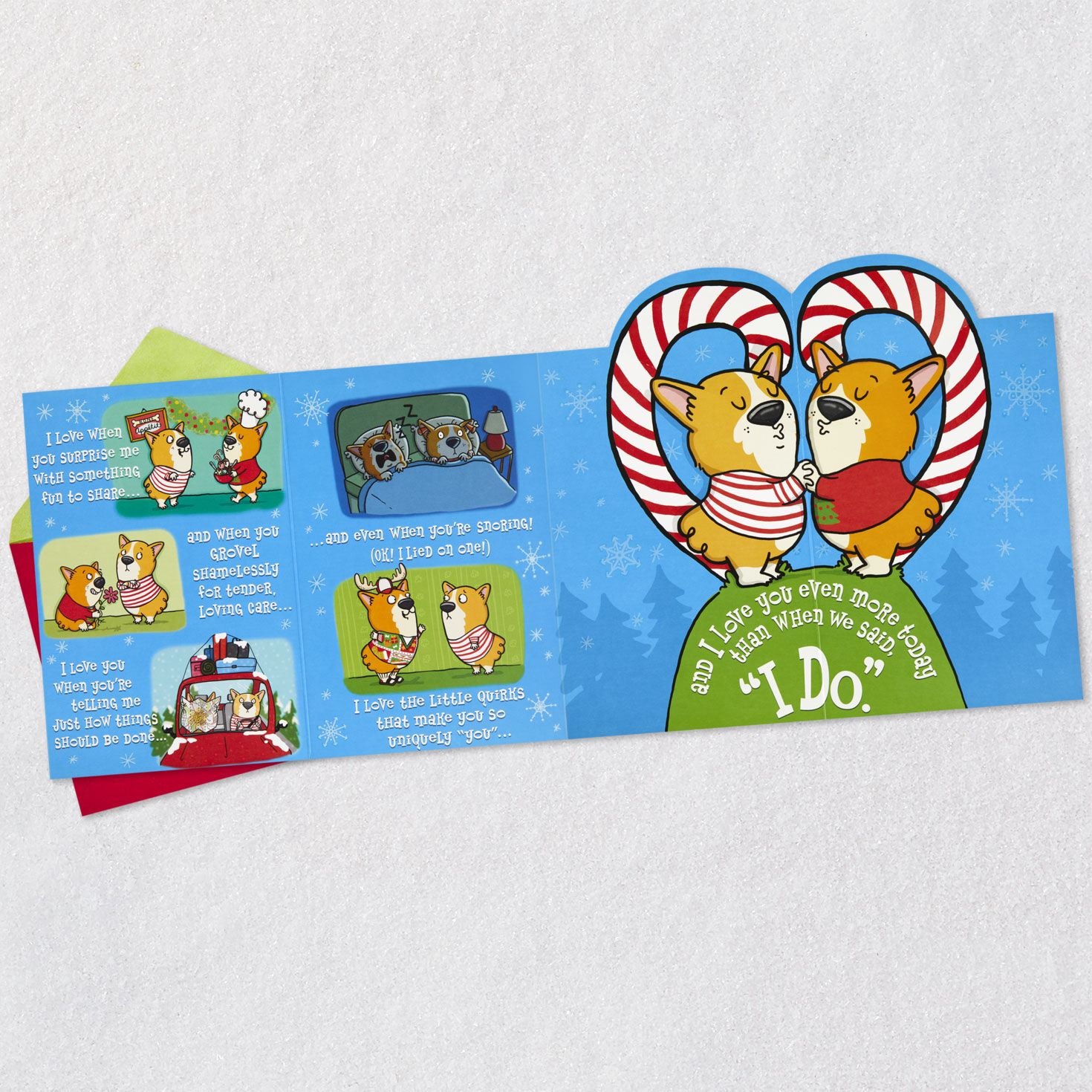 Corgi Dogs Funny Pop-Up Christmas Card for Husband Open card with envelope image number 6