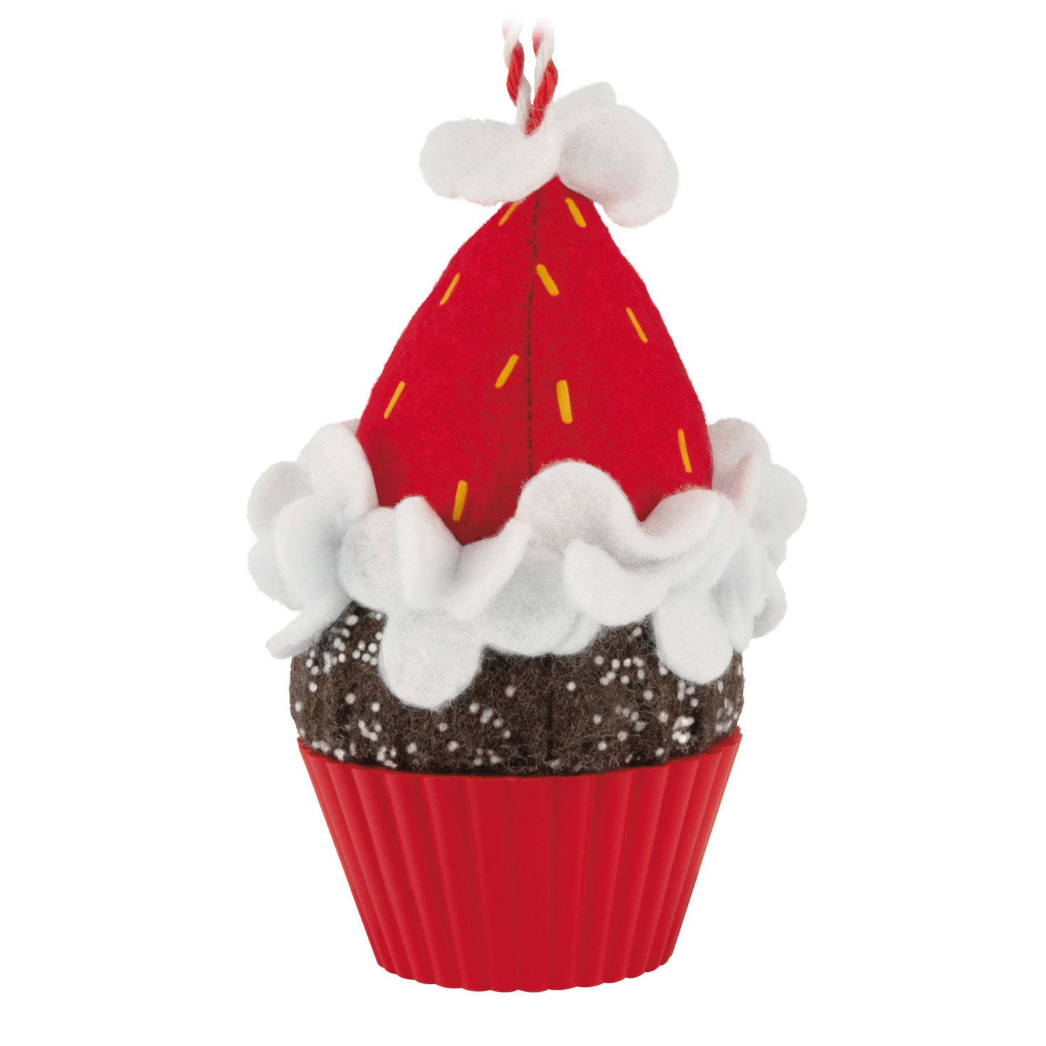 Santa Hat Chocolate Cupcake Keepsake Ornament Back image number 6