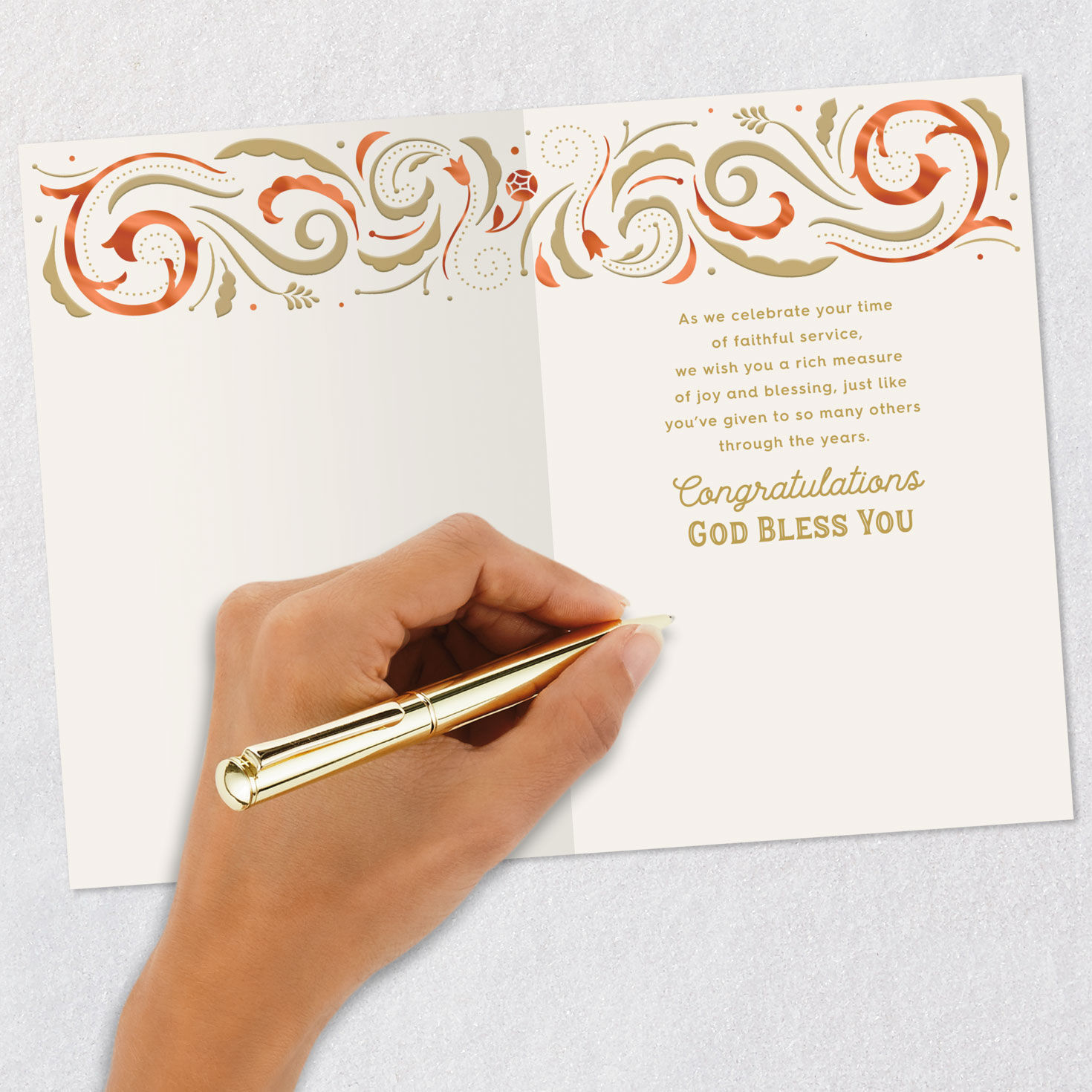 Floral Swirls Religious Golden Jubilee Card Signing card image number 6