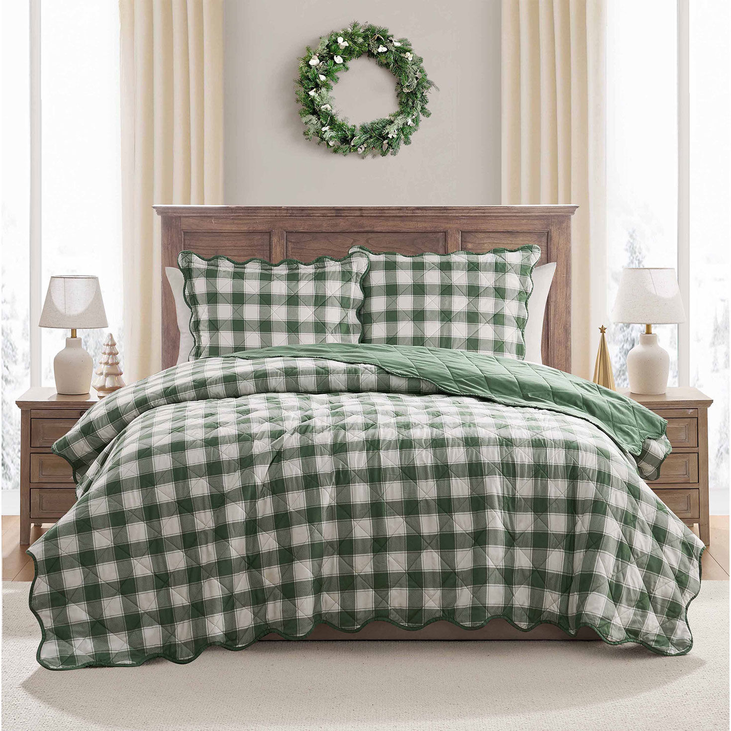 Hallmark Checkered Bliss Scalloped Reversible 3pc. Quilt Set, , large image number 5