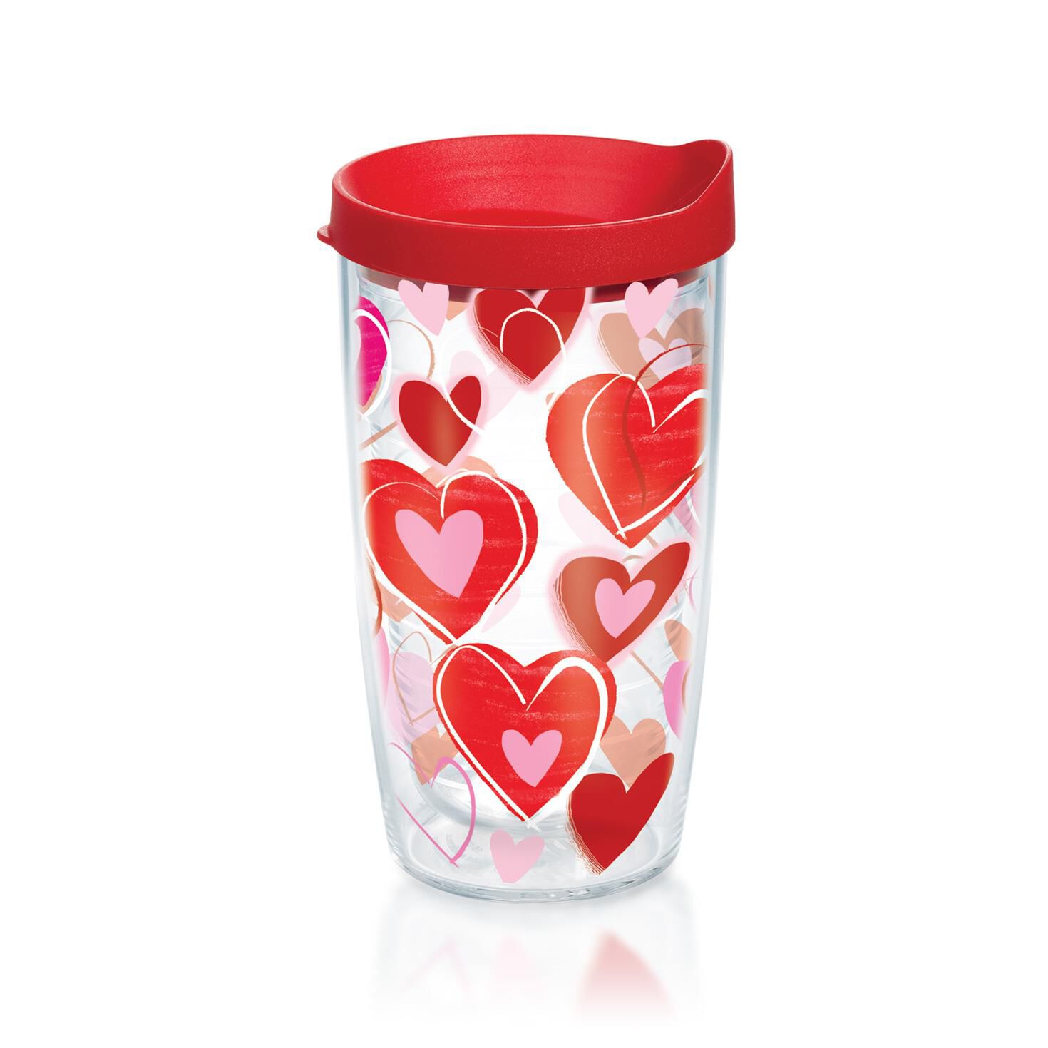 Tervis 16 Oz Valentines Day Hearts Love In All Languages Tumbler Red Lid NEW 