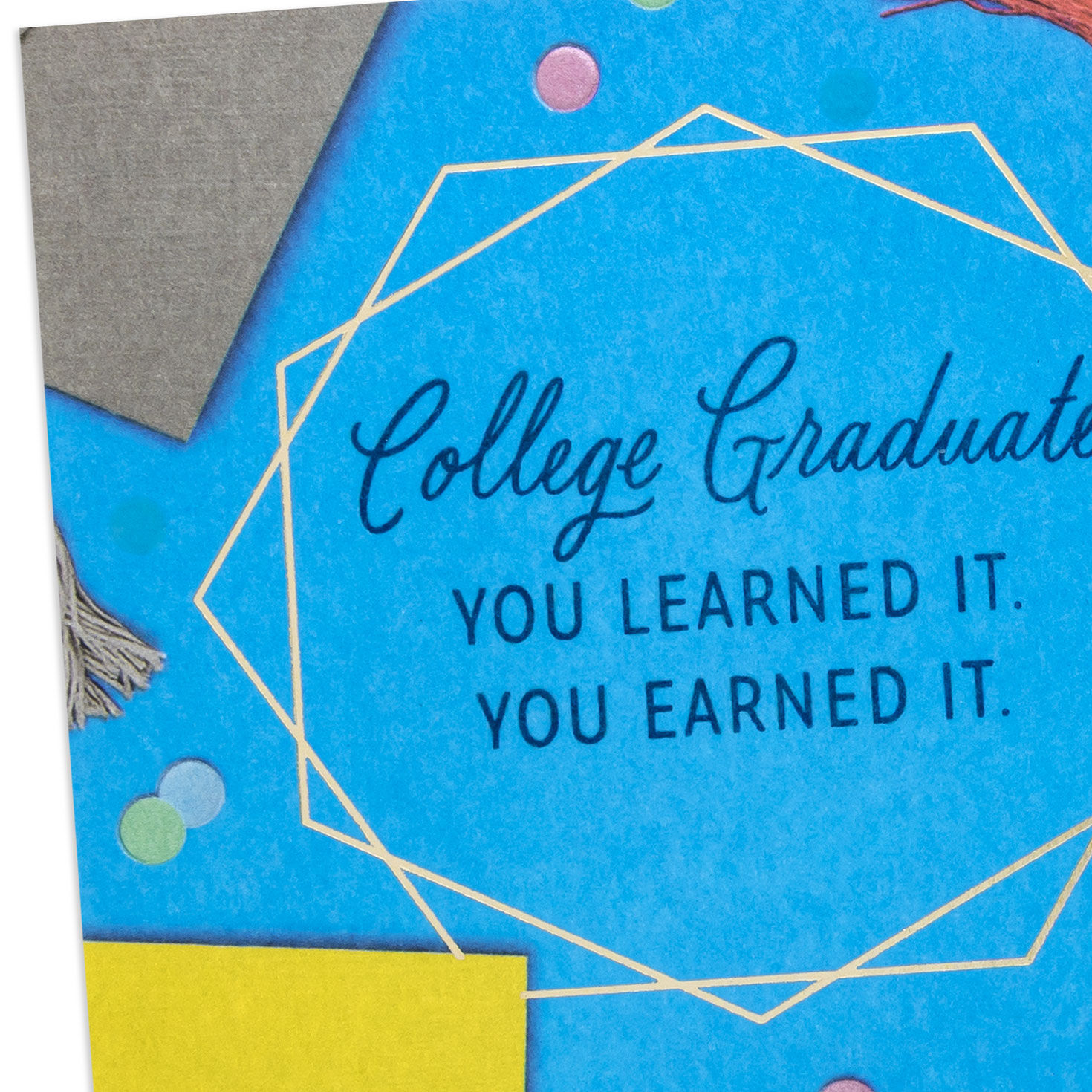 Colorful Grad Hats College Graduation Card Card Front Detail image number 4