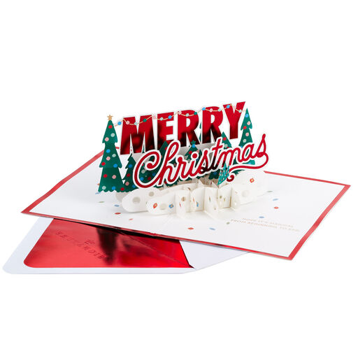 Merry Christmas Trees 3D Pop-Up Christmas Card, 