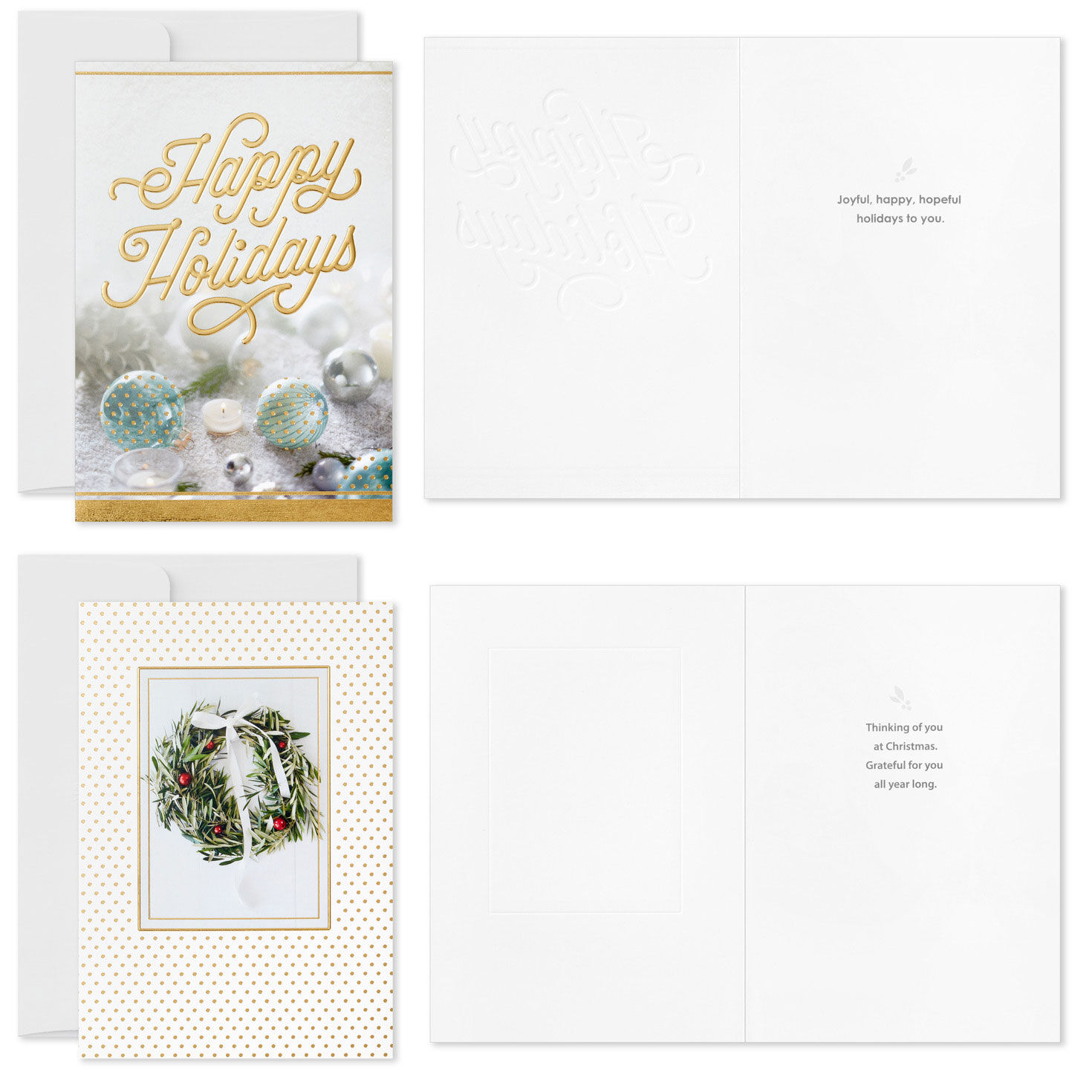 White and Gold Boxed Christmas Card Bulk Pack Card Front with Sentiment image number 3
