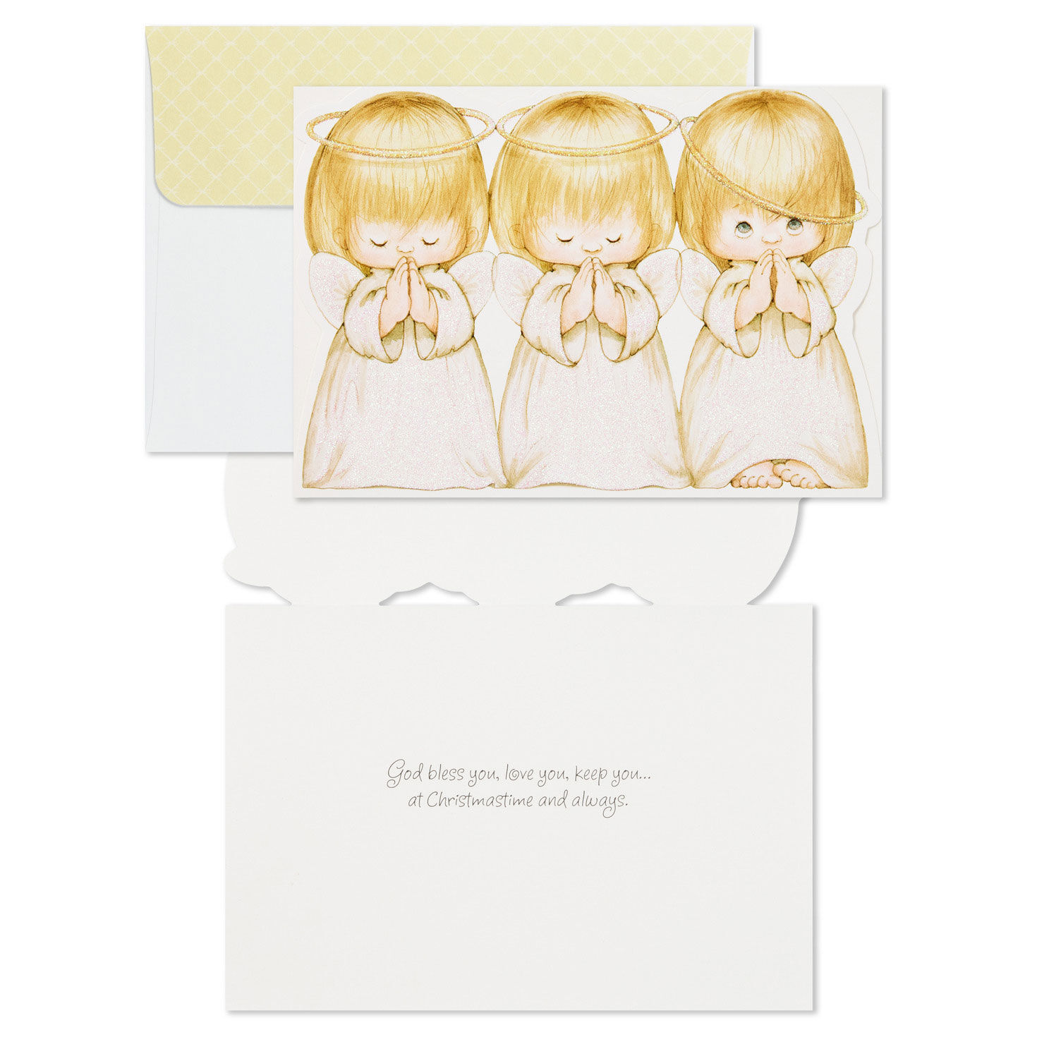 Three Angels Boxed Christmas Card Pack Card Front with Sentiment image number 3
