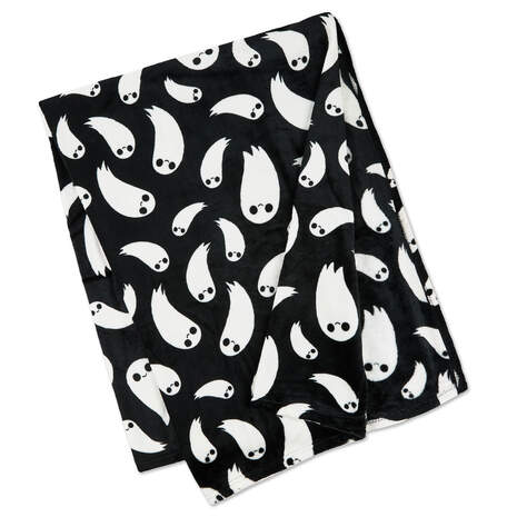 Grinning Ghosts Throw Blanket folded
