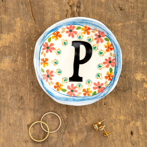 Natural Life Initial Trinket Dish, P, 