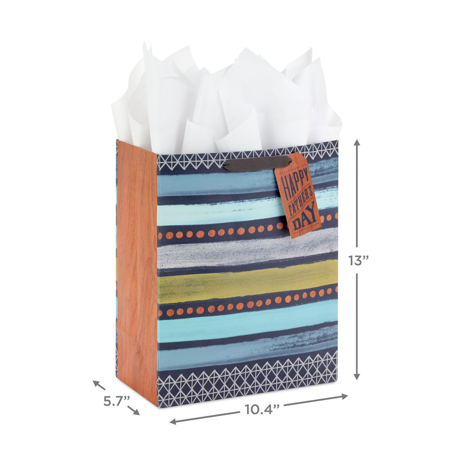 13" Happy Father's Day on Stripes Large Gift Bag With Greeting Card and Tissue Paper, , large image number 3