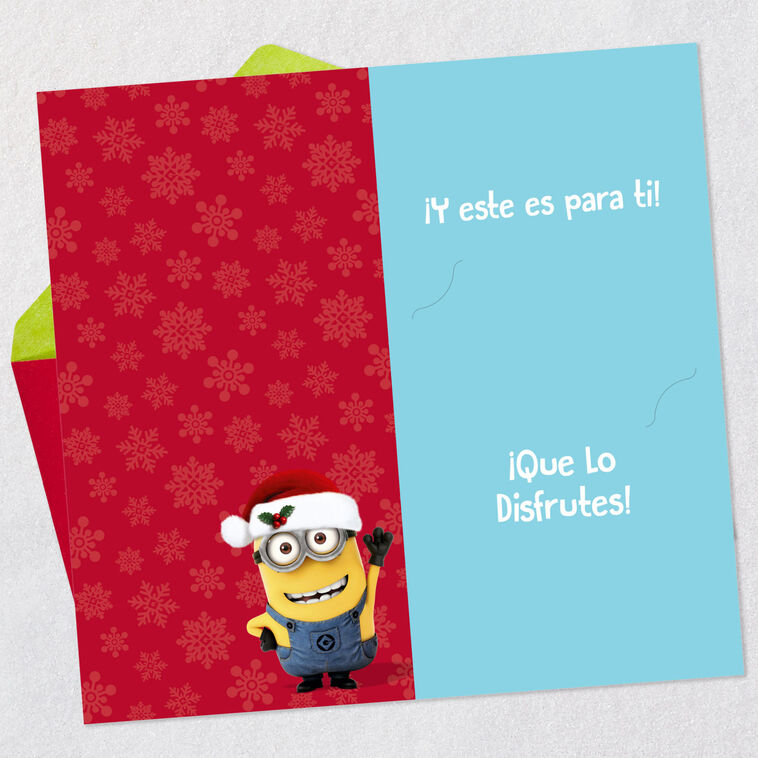 Minions Spanish Gift Card Holder Christmas Card Open card with envelope image number 4