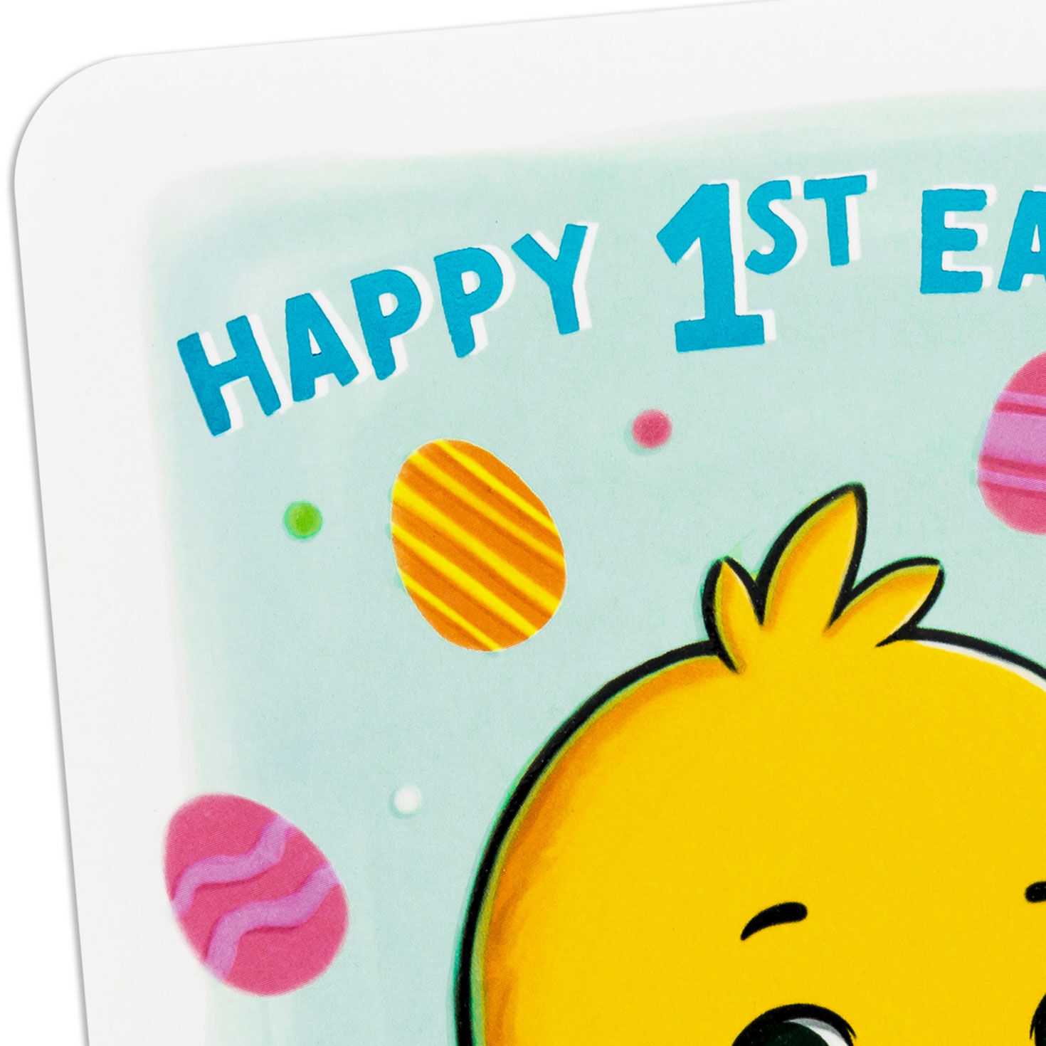 Fluffy Chick on Green First Easter Card for Baby Card Front Detail image number 5